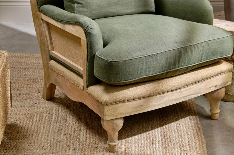 Abe Linen Armchair - Olive