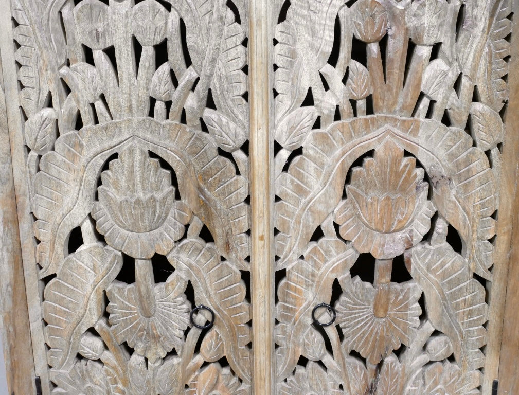 Flora Carved Mango Wood Cupboard