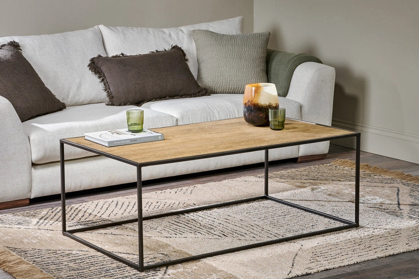 Rishin Grooved Wood Coffee Table
