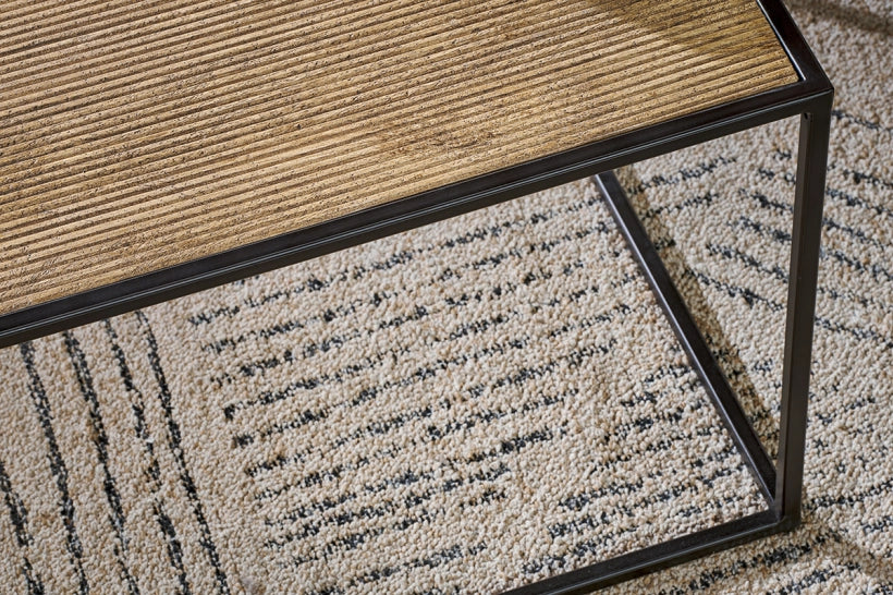 Rishin Grooved Wood Coffee Table
