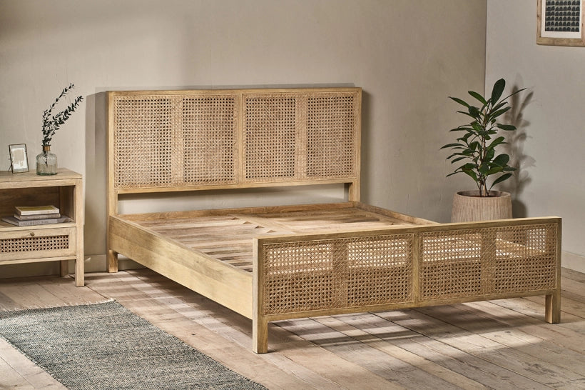 Saharsa Cane & Mango Wood Bed - King