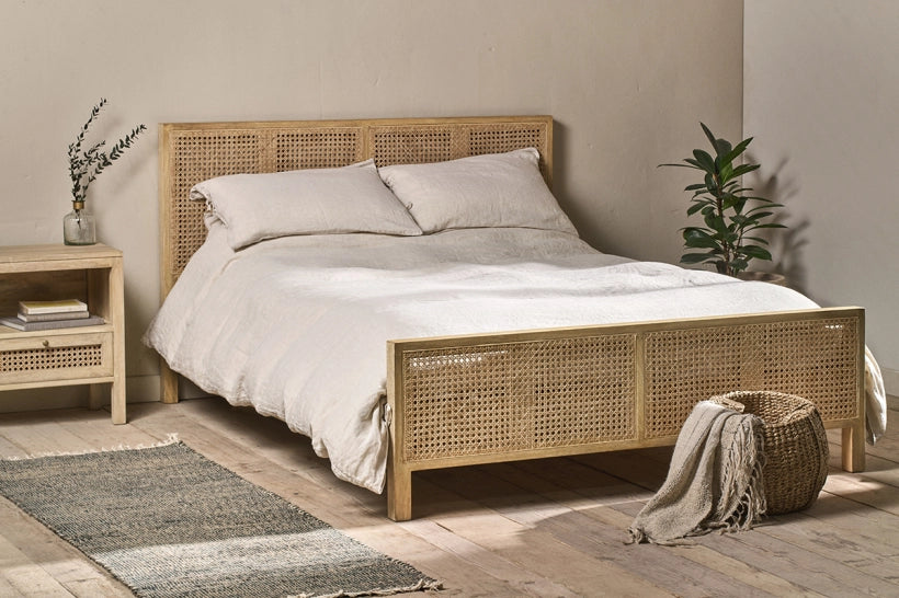 Saharsa Cane & Mango Wood Bed - King