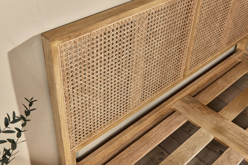 Saharsa Cane & Mango Wood Bed - King