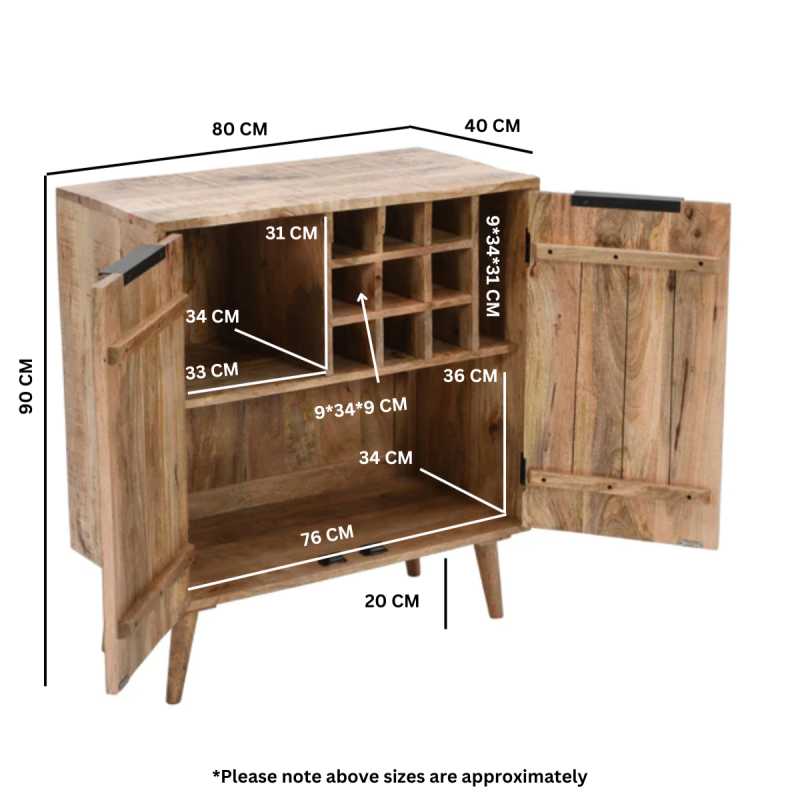 Solid Mango Wood Drinks Cabinet