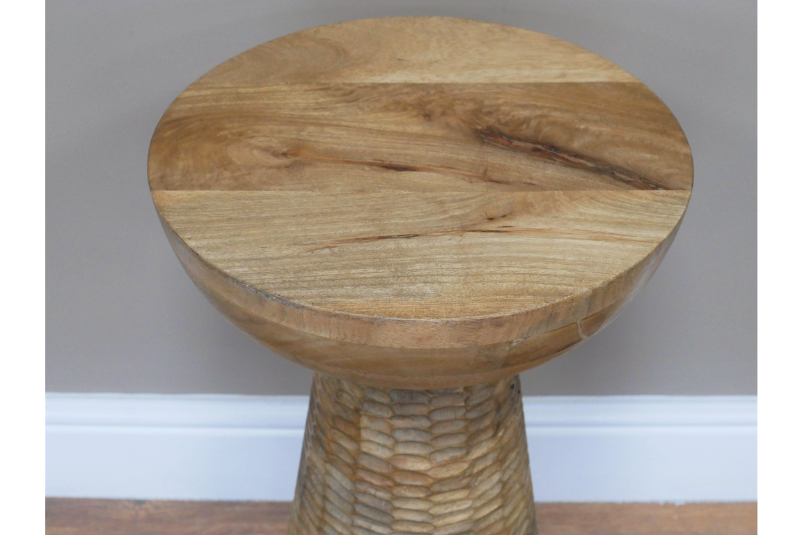 Textured Mango Wood Side Table