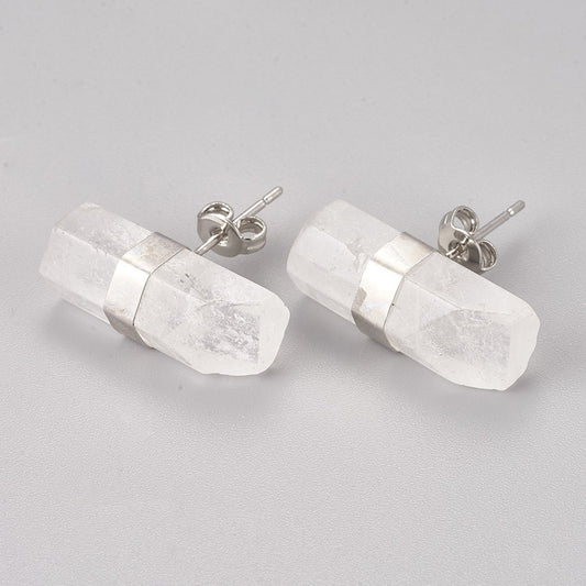 Natural Quartz Stud Earrings