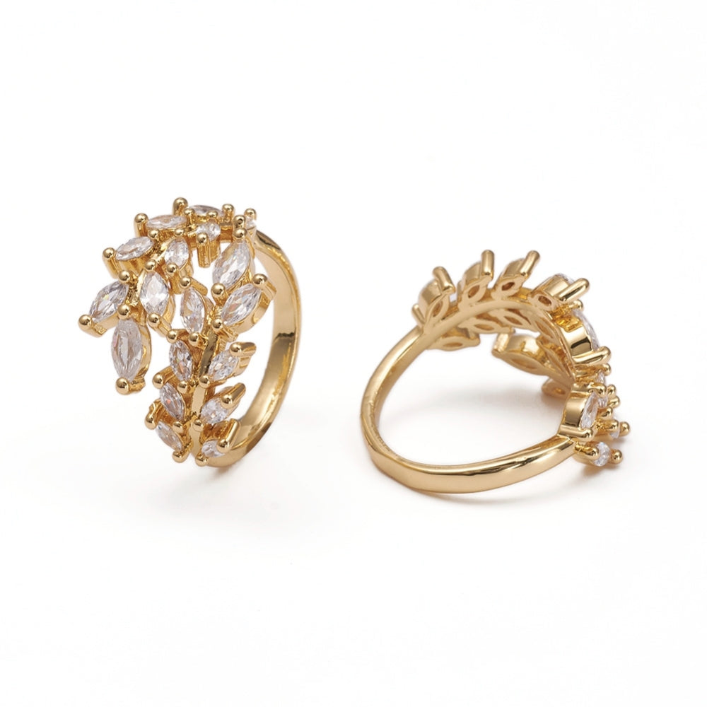 Adjustable Double Leaf Cuff Ring