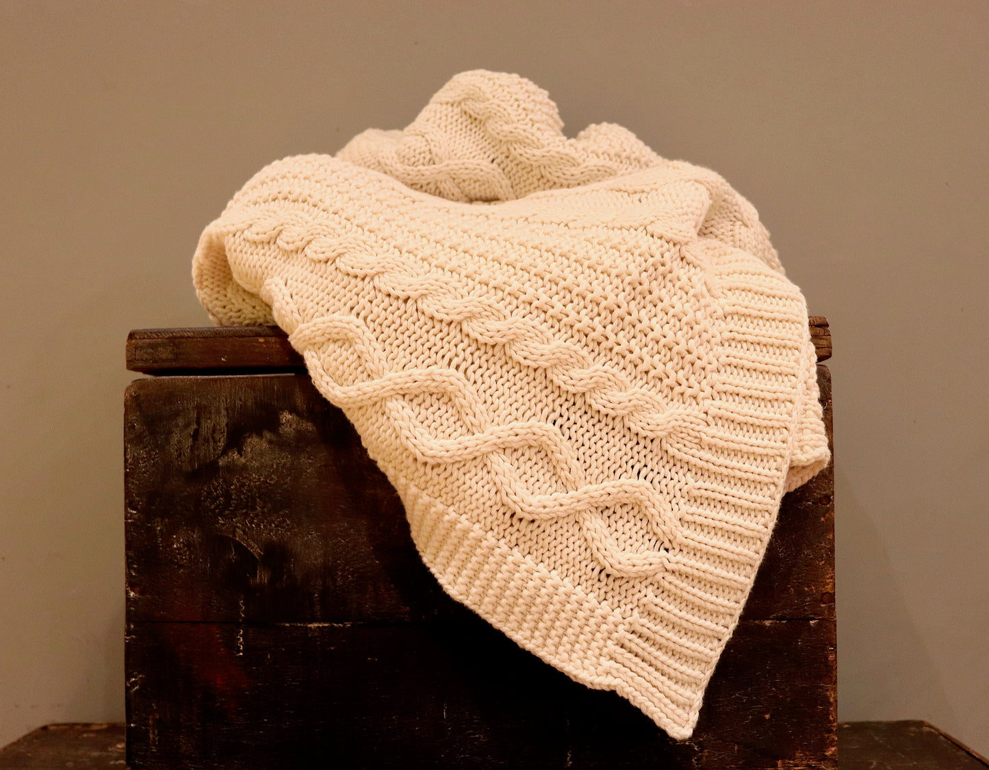 Cream Chunky Knit Throw