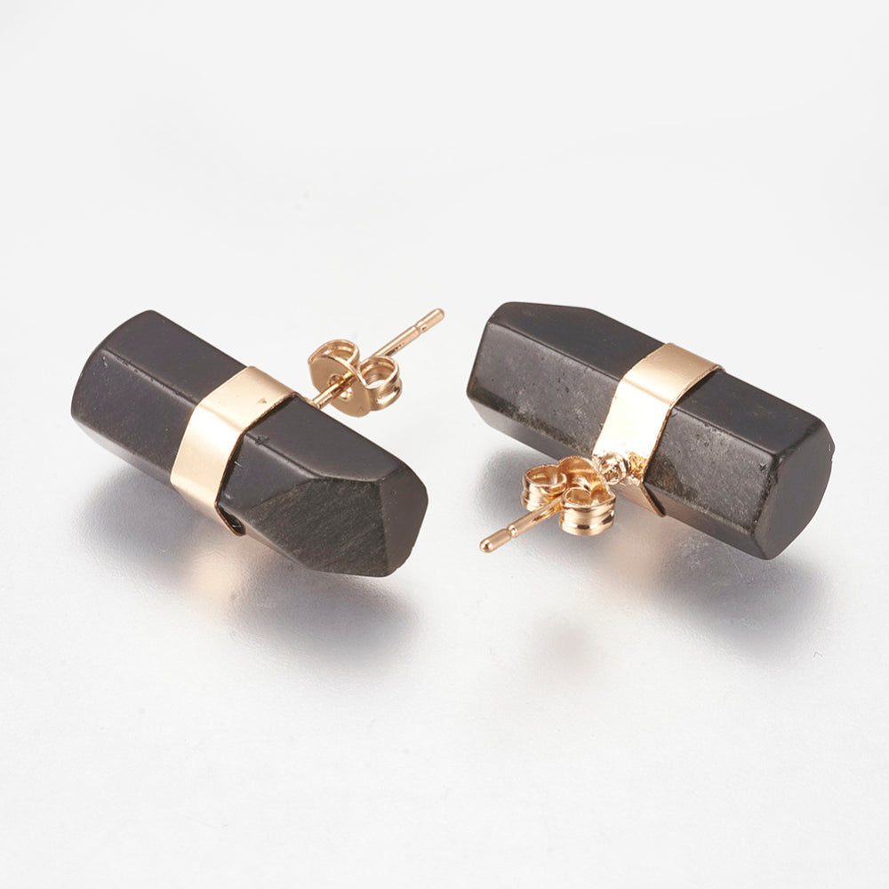 Natural Obsidian Stud Earrings