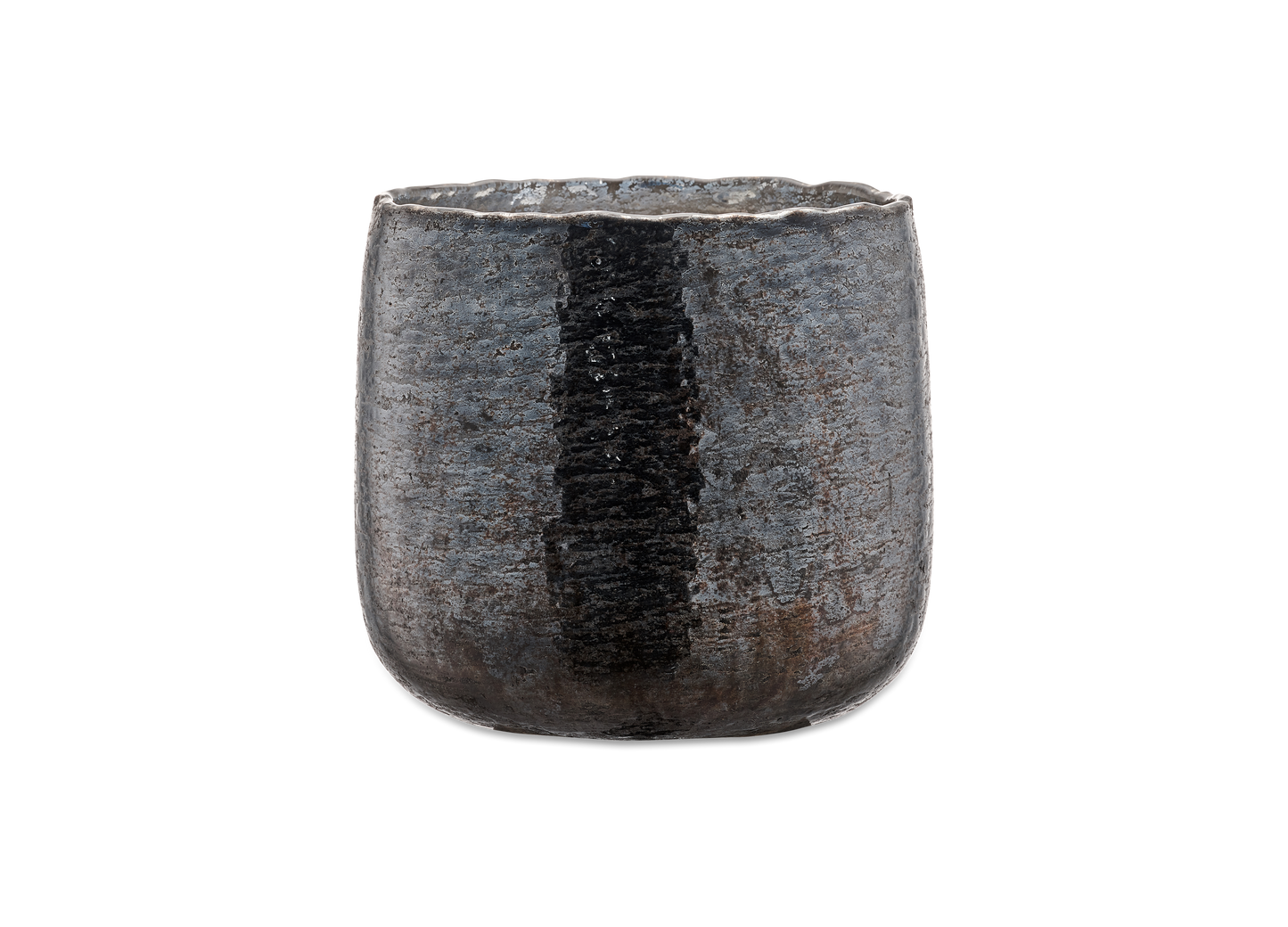 Large rustic charcoal-coloured t-light candle holder