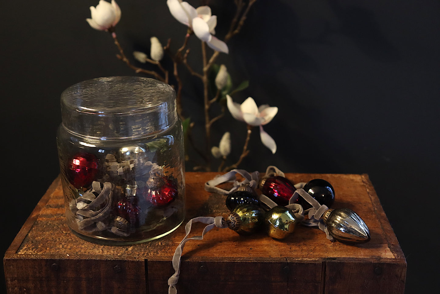 Adisa Glass Jar Of Baubles - Mixed Colours