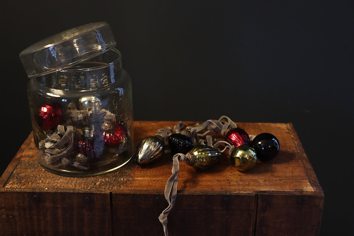 Adisa Glass Jar Of Baubles - Mixed Colours