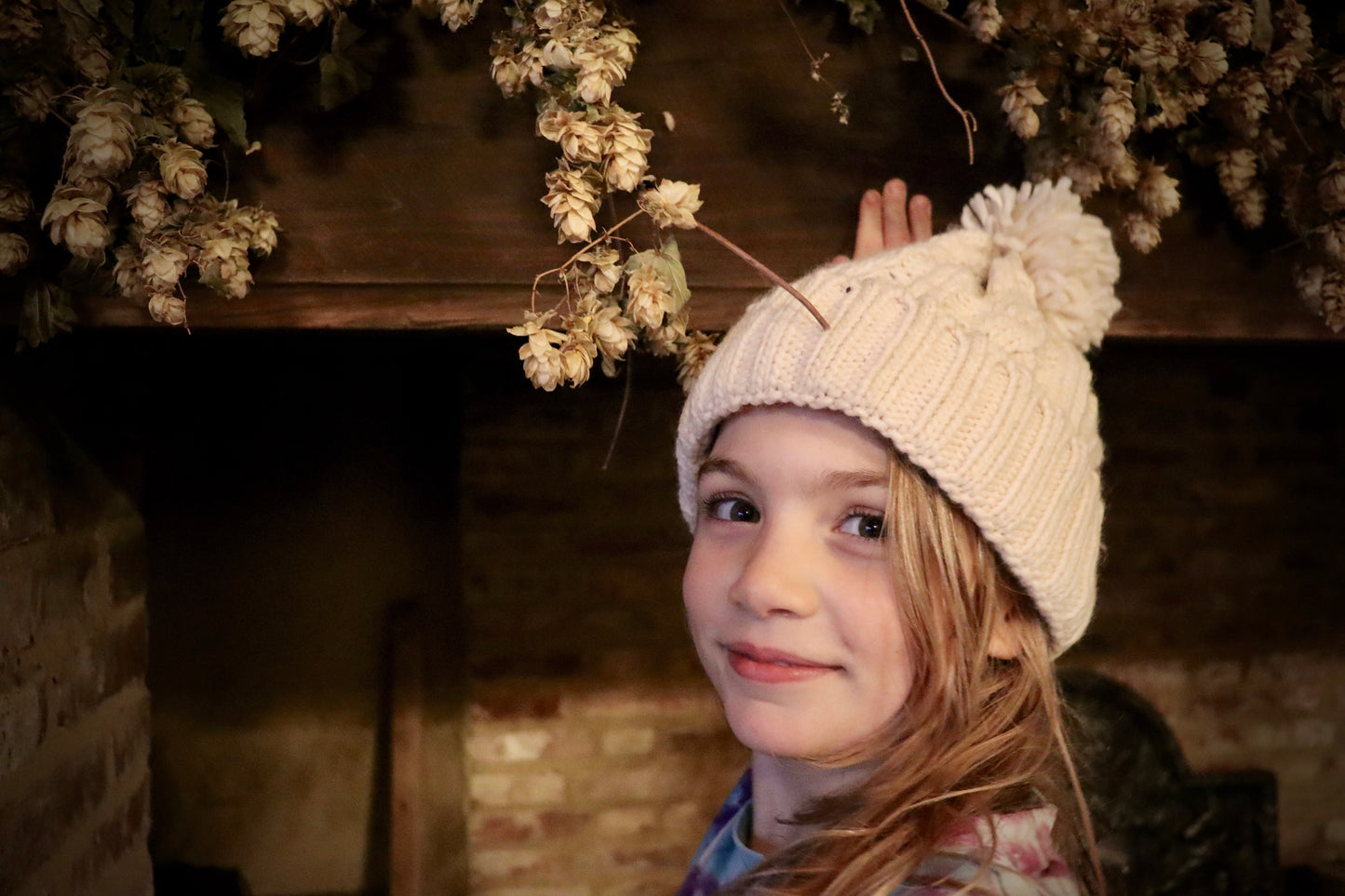 Children's Chunky-Knit Hats With Pom-Pom