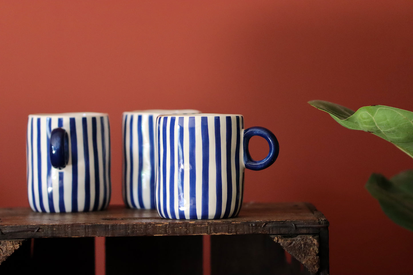 Blue & White Stripe Chunky Mug