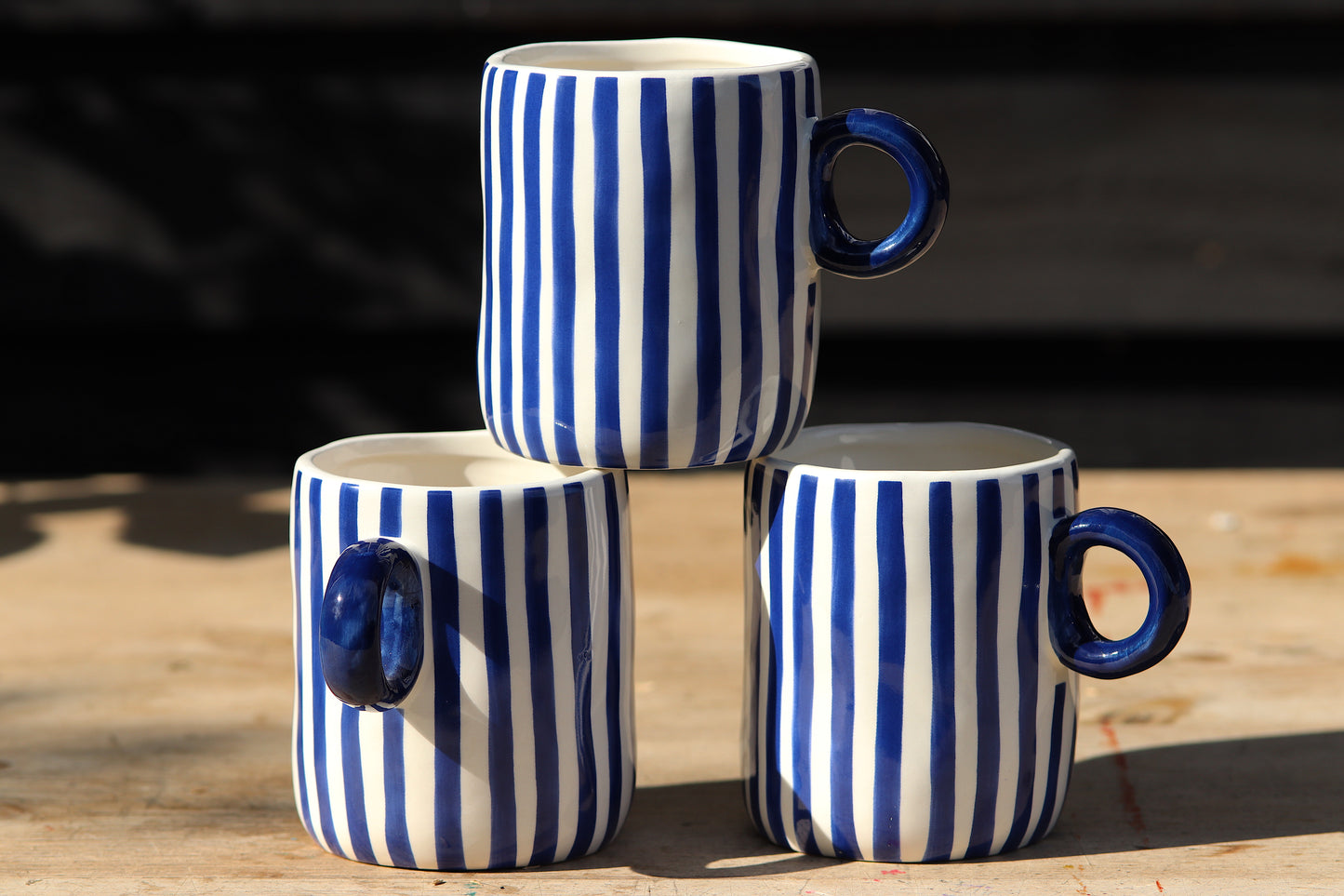 Blue & White Stripe Chunky Mug