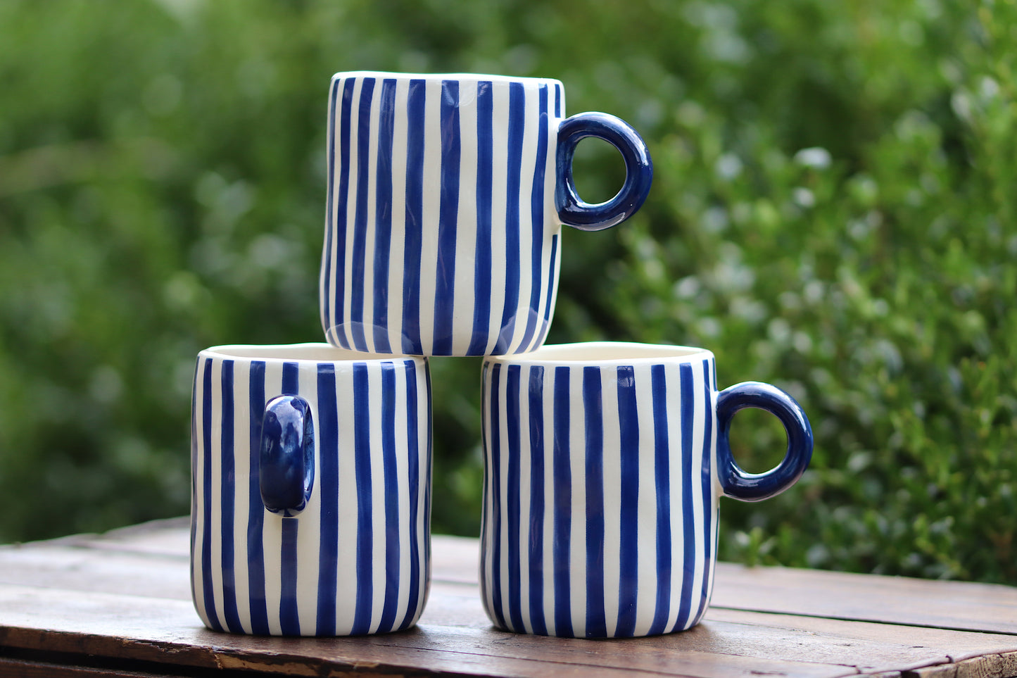 Blue & White Stripe Chunky Mug