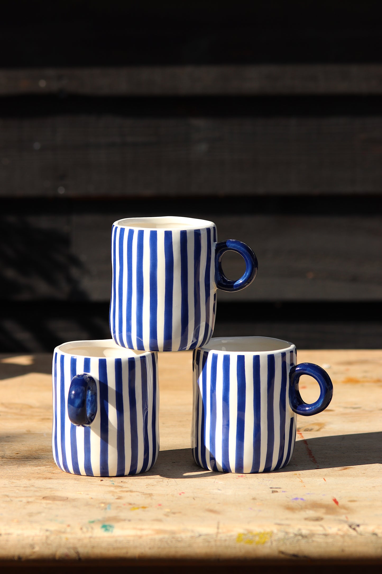 Blue & White Stripe Chunky Mug