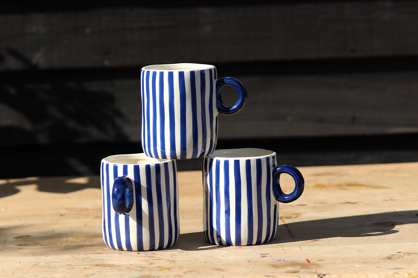 Blue & White Stripe Chunky Mug
