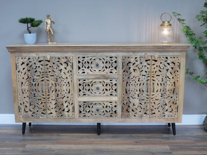 Carved Mango Wood Sideboard