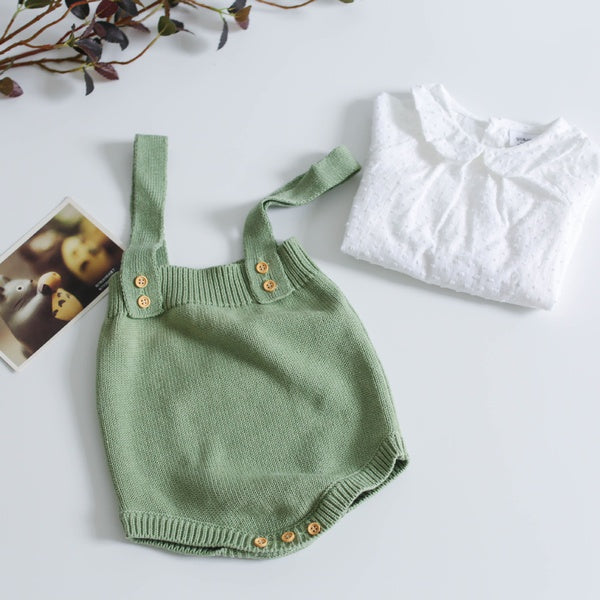 Cotton Knitted Dungaree Romper