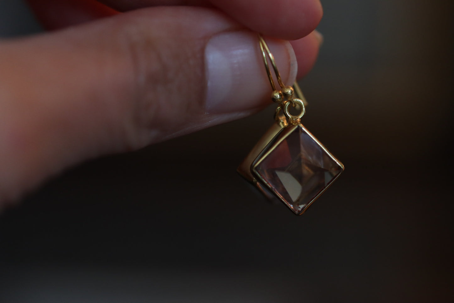 Crystal Pyramid Earring