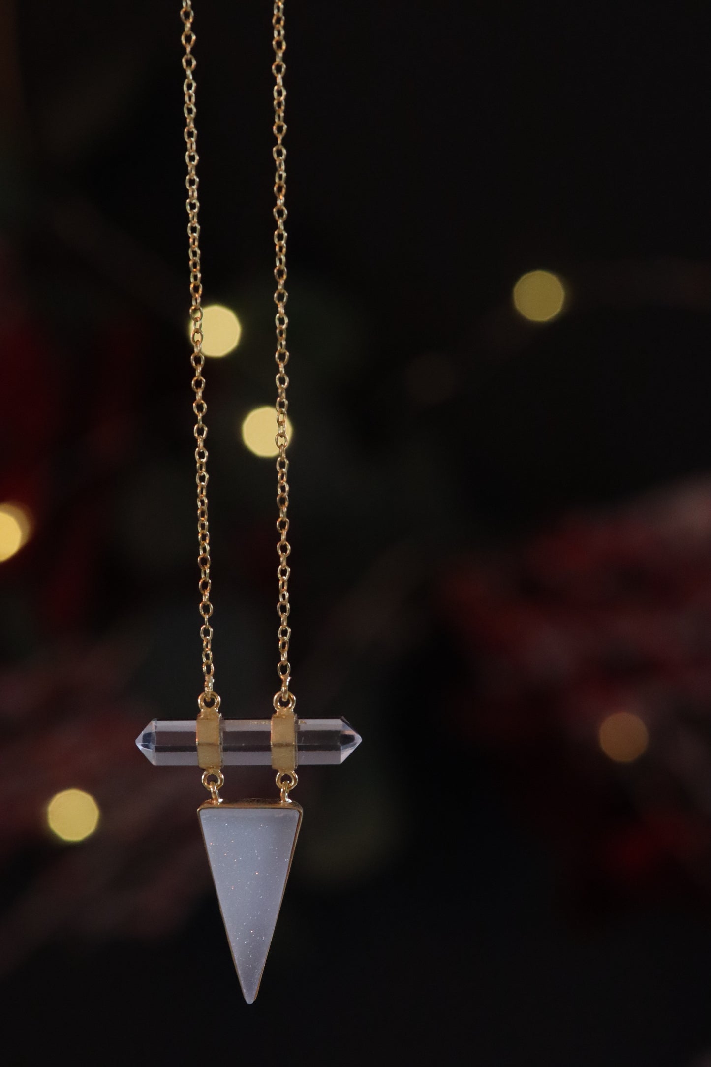 Druzy & Quartz Gold-Plated Necklace