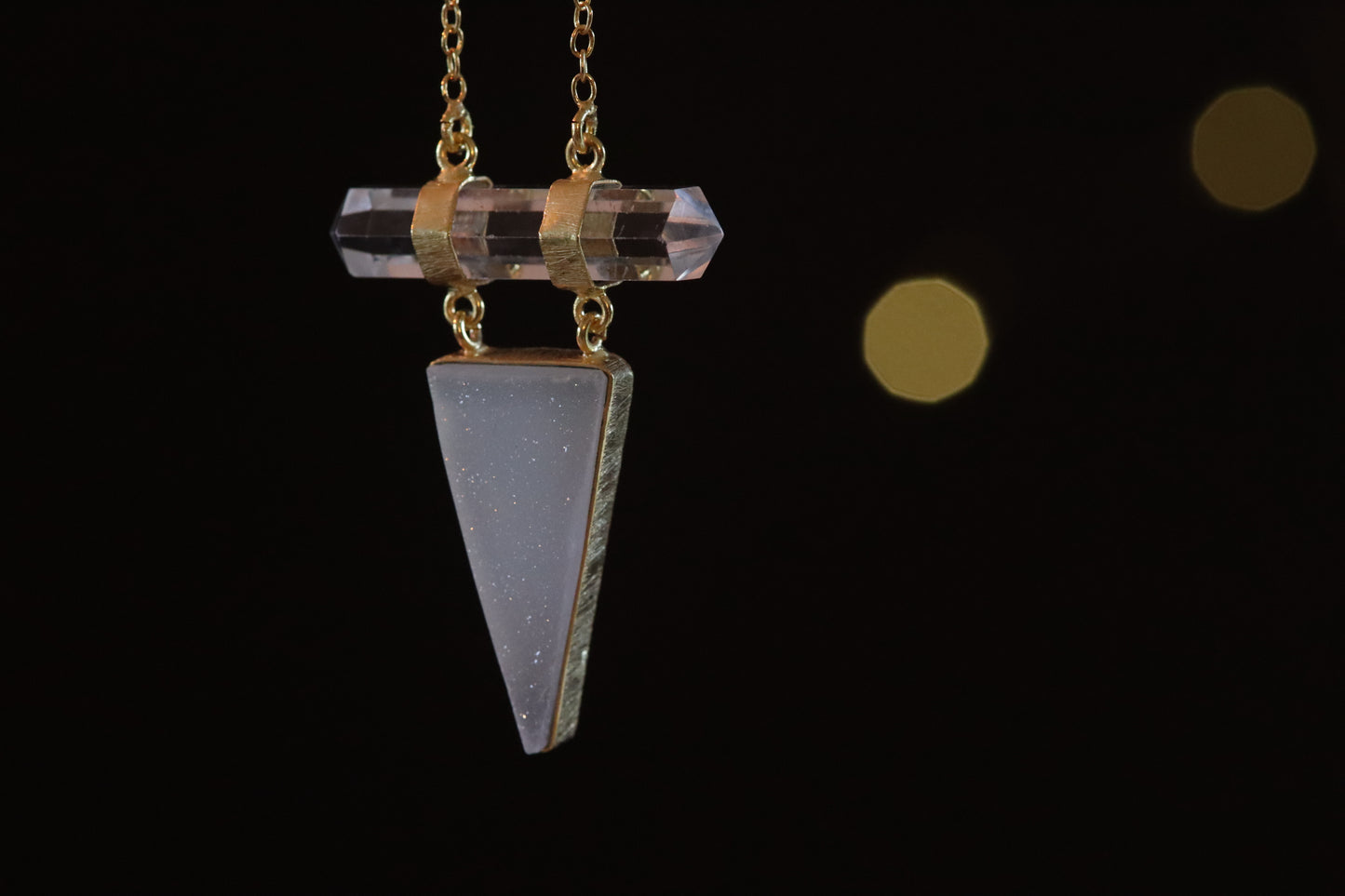 Druzy & Quartz Gold-Plated Necklace