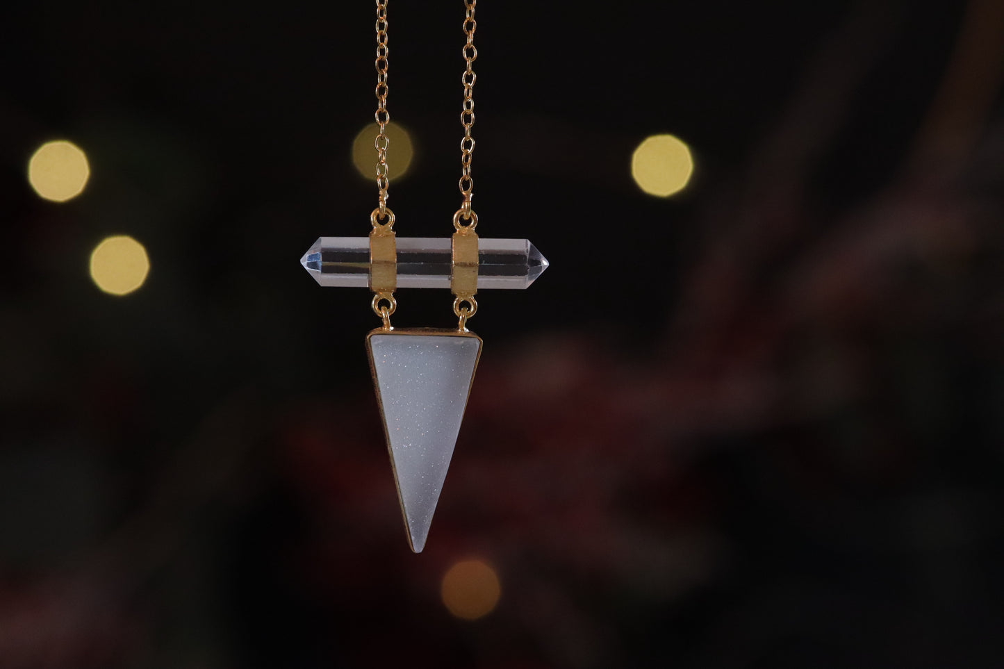 Druzy & Quartz Gold-Plated Necklace