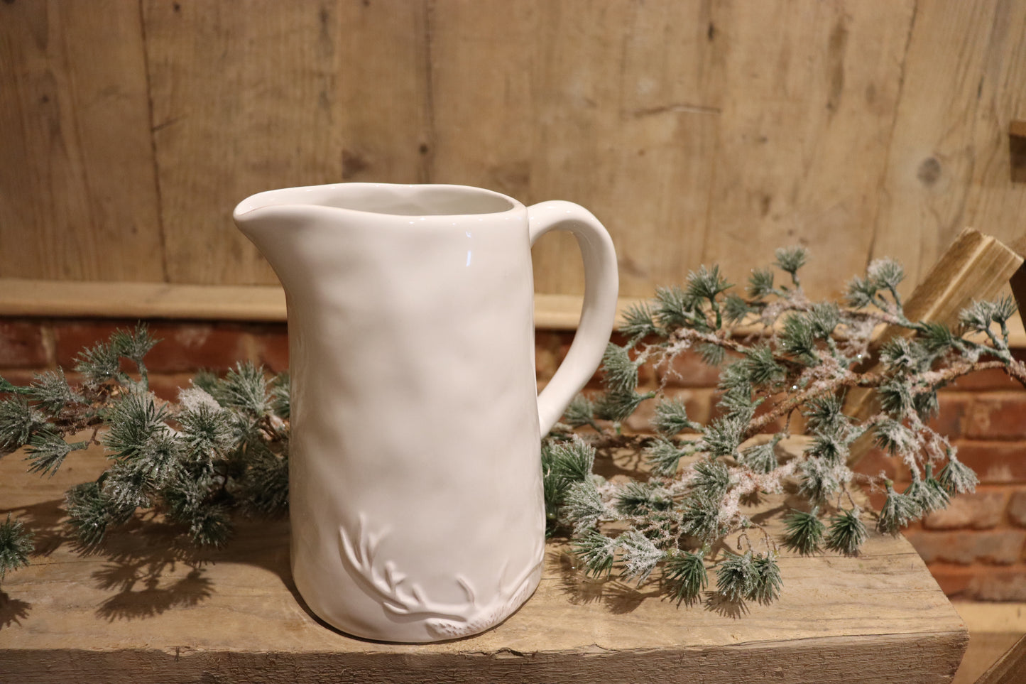White Ceramic Antler Jug