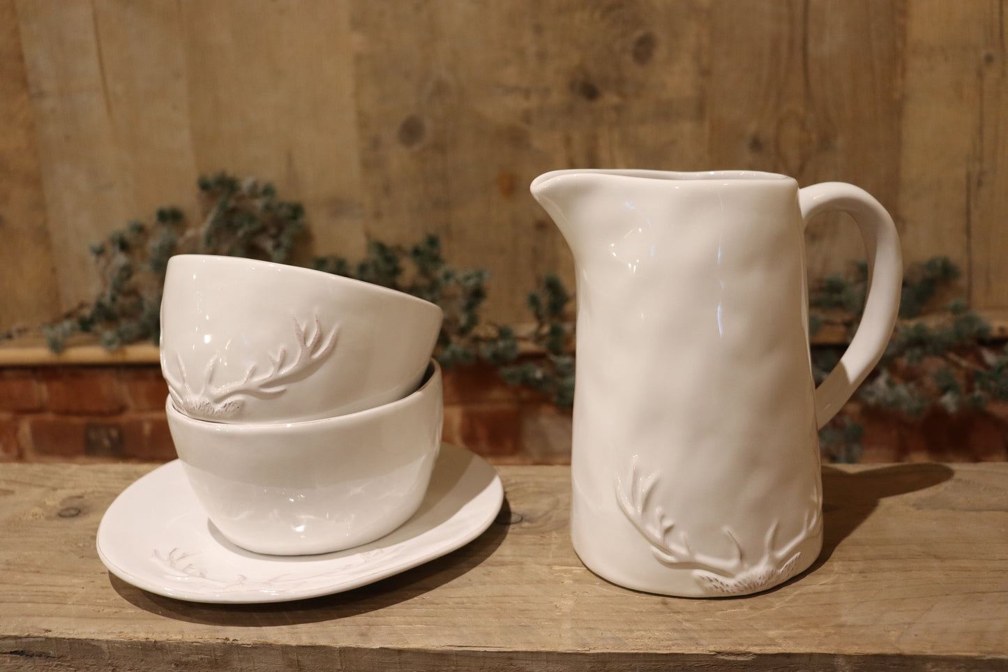 White Ceramic Antler Jug