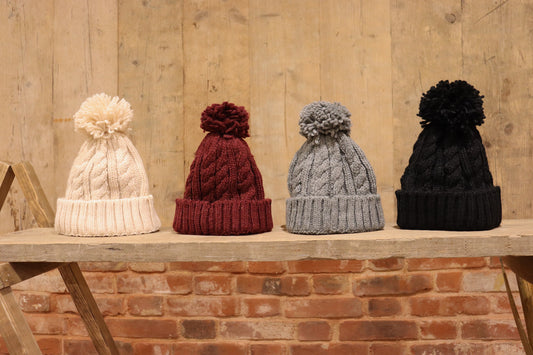 Chunky-Knit Hats With Pom-Pom