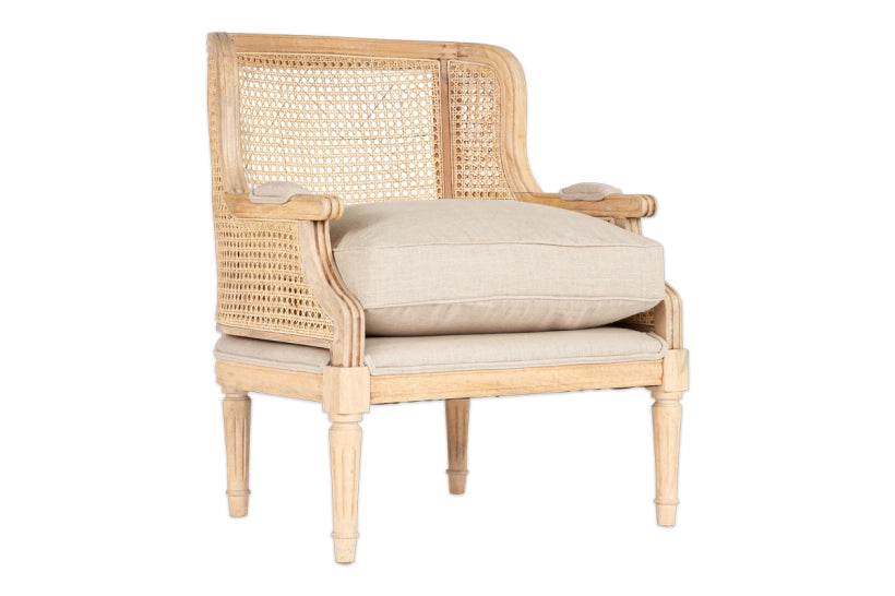Kaziria Cane and Linen Armchair - Natural