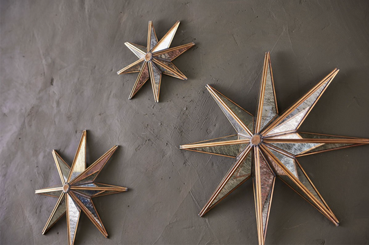 Layia Decorative Glass Star - Antique Mirror & Brass