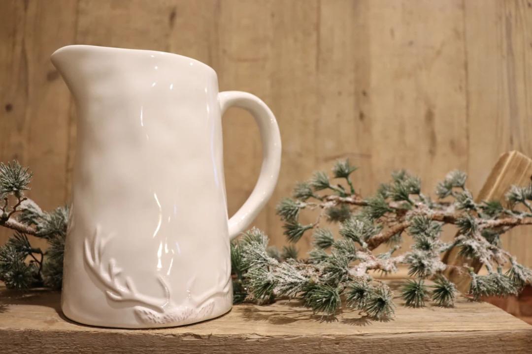 White Ceramic Antler Jug