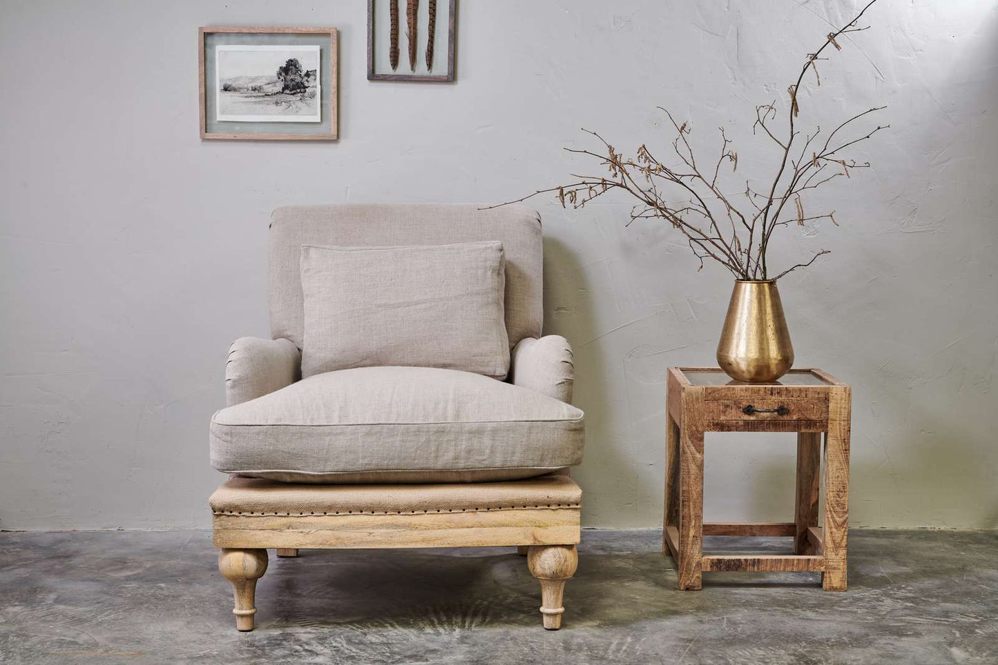 Abe Linen Armchair - Stone