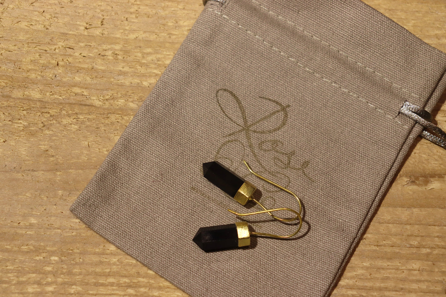 Gold Plated Black Crystal Earrings