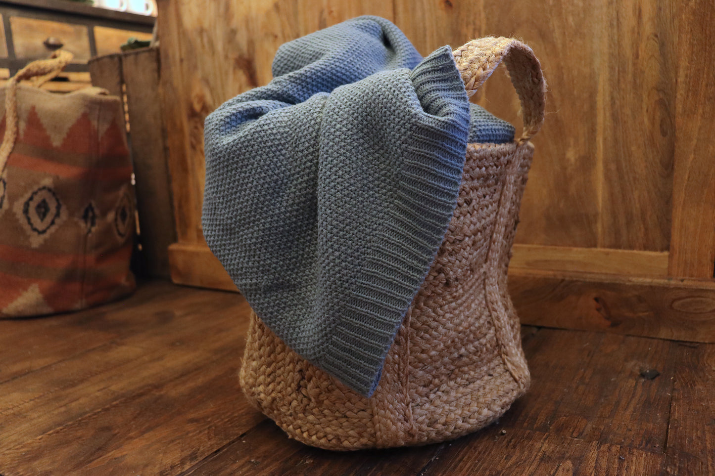 Knitted Blue Blanket