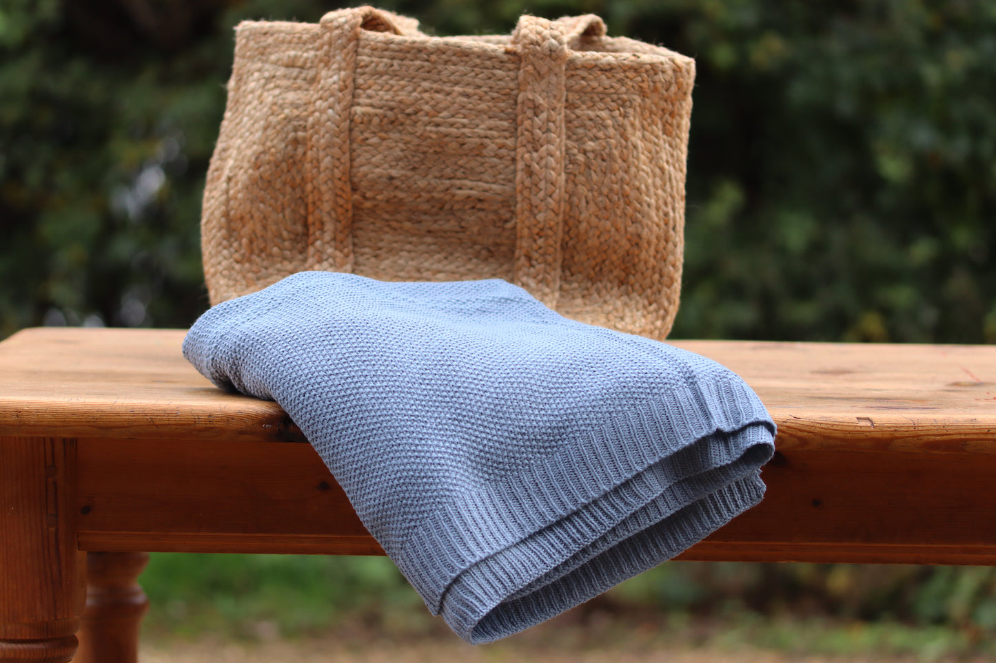 Knitted Blue Blanket