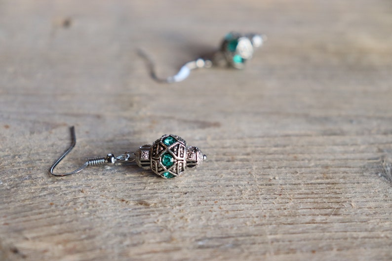 Silver Earrings with Blue Zircon Rhinestone