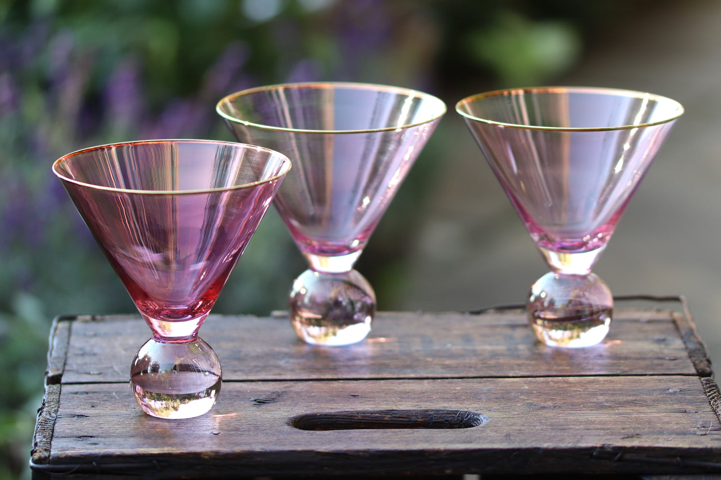 Pink Bobble Martini Glass