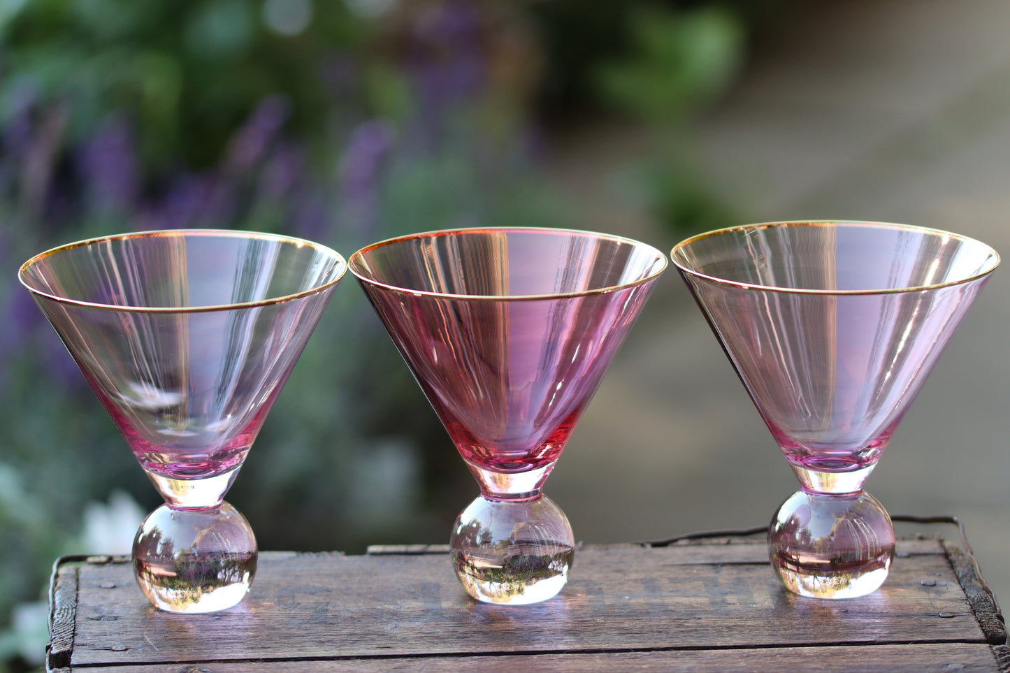 Pink Bobble Martini Glass