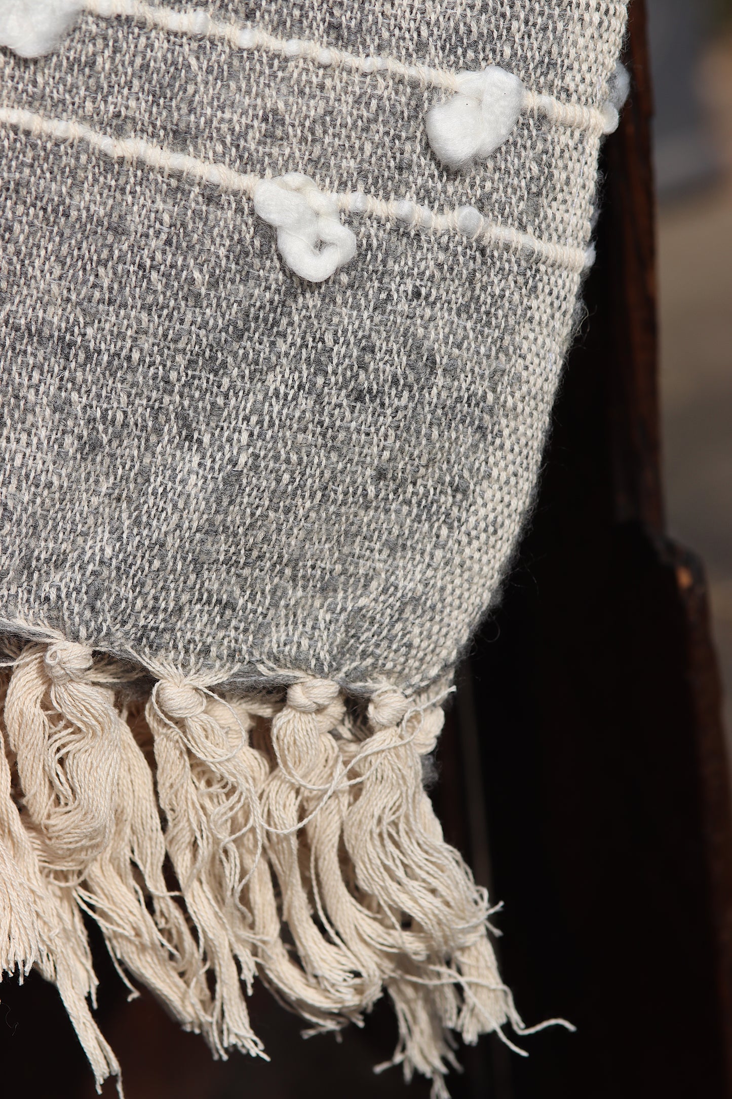 Natural Woven Bobble Throw