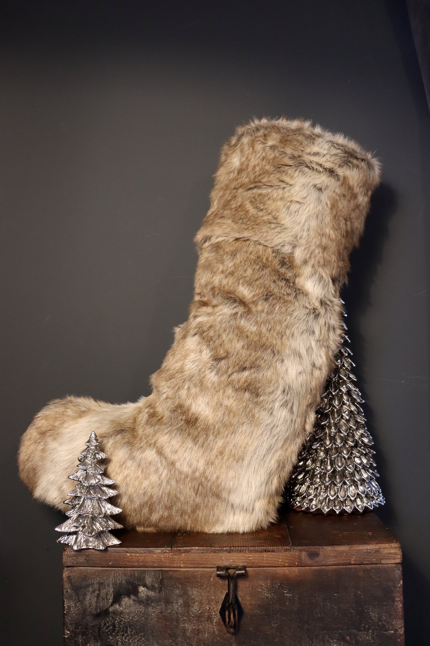 Extra Large Brown Faux Fur Stocking