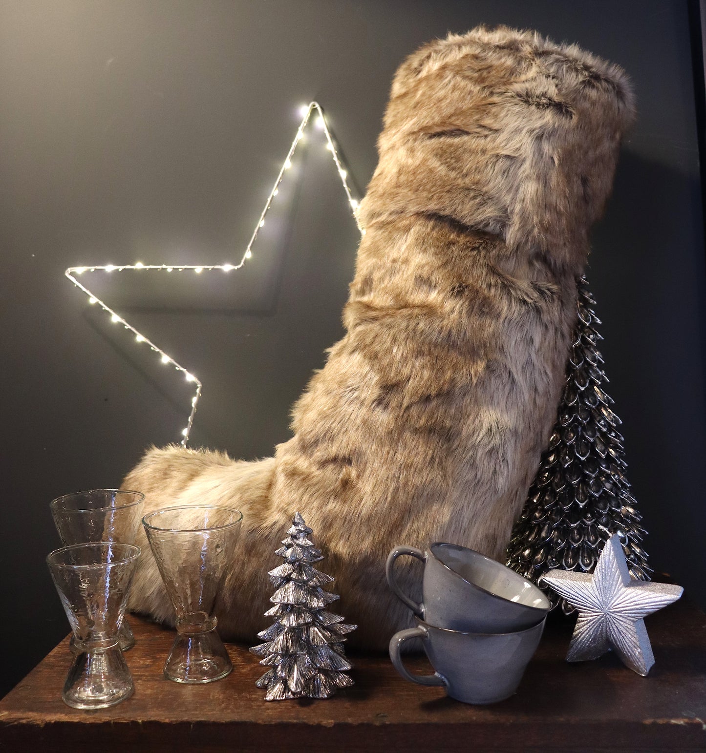 Extra Large Brown Faux Fur Stocking