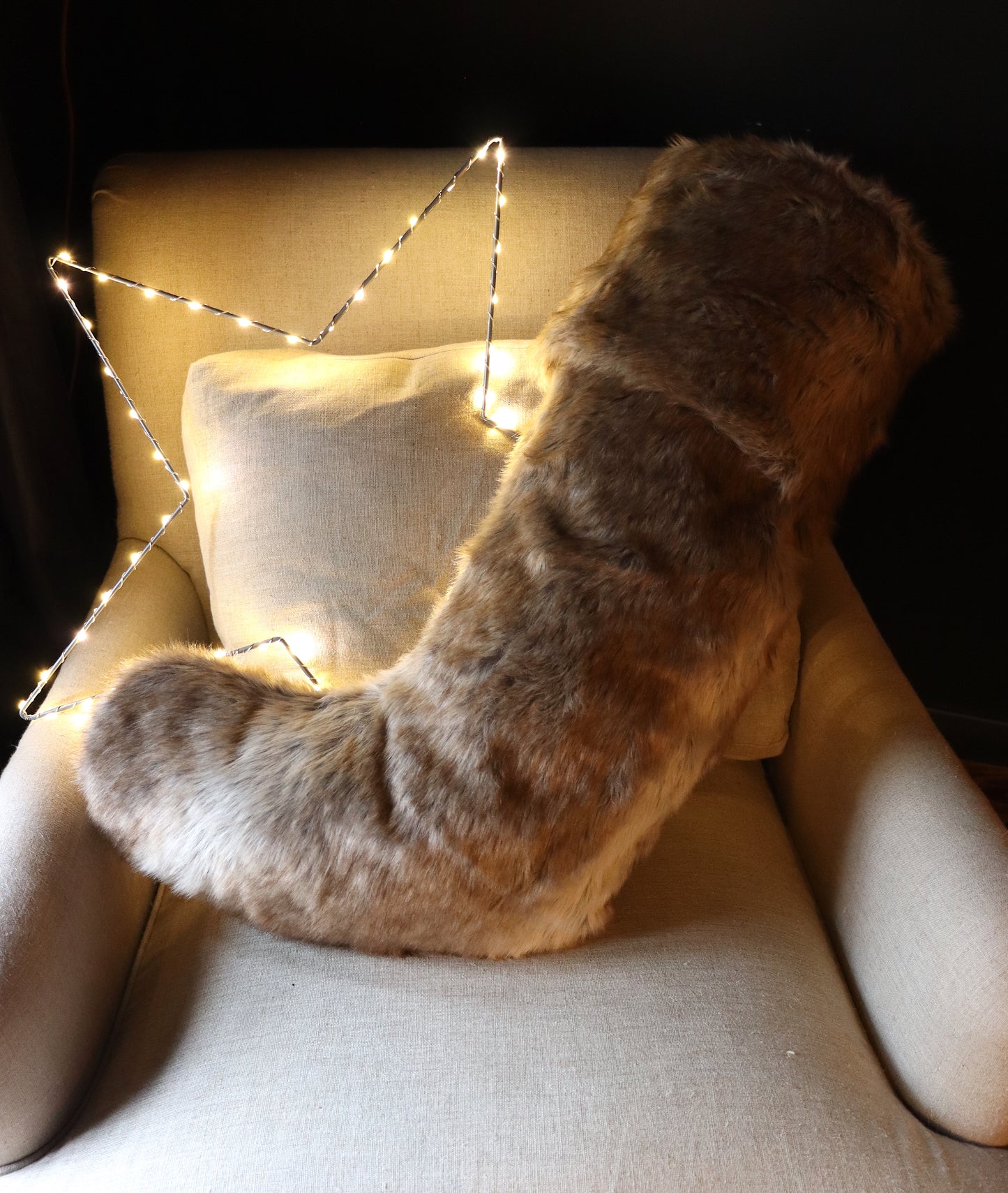 Extra Large Brown Faux Fur Stocking