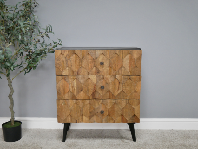 Hexagon-Textured Chest of Drawers