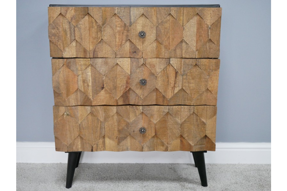 Hexagon-Textured Chest of Drawers