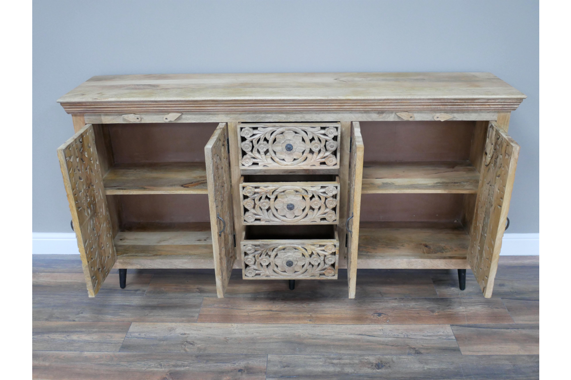 Carved Mango Wood Sideboard