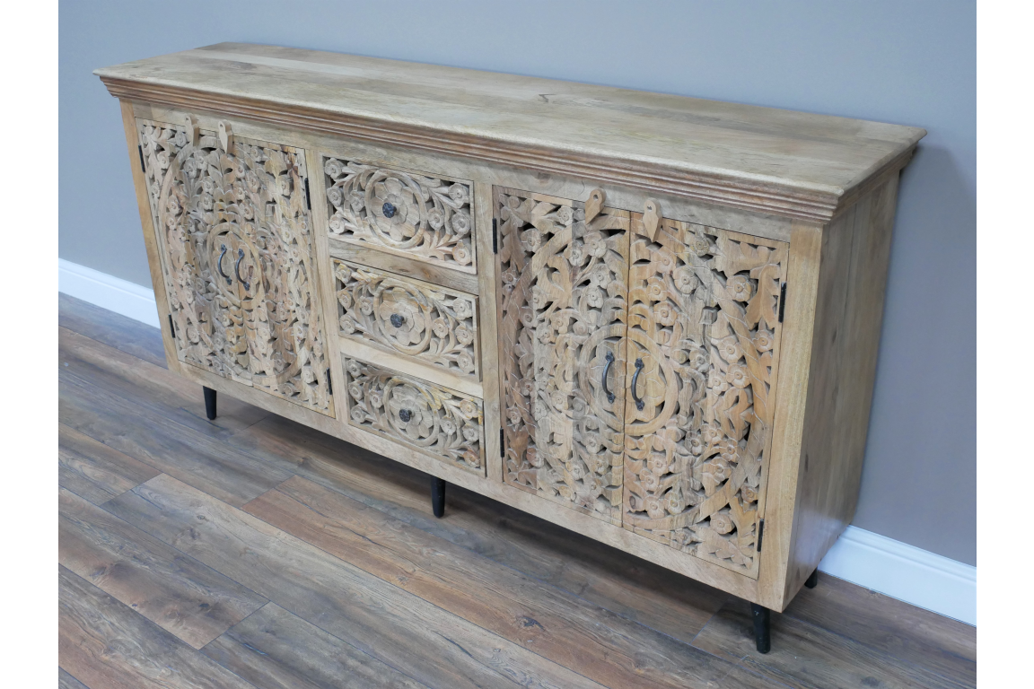 Carved Mango Wood Sideboard