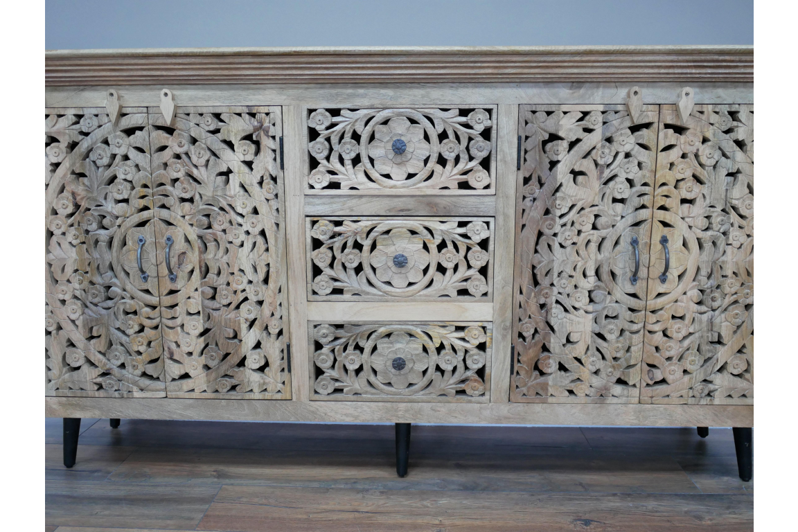 Carved Mango Wood Sideboard